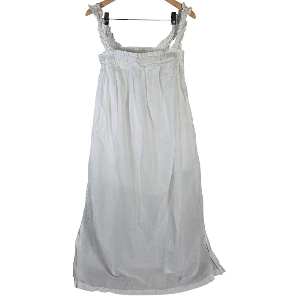 J. Crew White Midi Sundress with Ruffle Straps